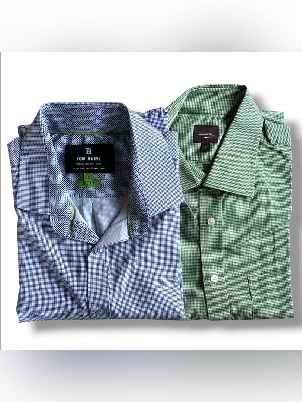 Men's Dress Shirt Bundle Set of 2 Tom Baine & Santorelli Slim Trim Fit Large 16
